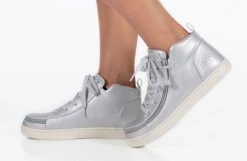 Best Sale 🔔 BILLY Footwear 👩 Women's Silver Grey Metallic BILLY 👟 Sneaker Lace Mid Tops 🌟 -BILLY Footwear sale BW22135 040 studio standing 1 940x614 21283b67 3de9 435e 829e 4b60623199c1