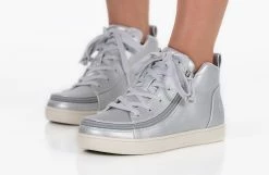 Best Sale 🔔 BILLY Footwear 👩 Women's Silver Grey Metallic BILLY 👟 Sneaker Lace Mid Tops 🌟 -BILLY Footwear sale BW22135 040 studio standing 2 940x614 22b76da4 914e 436d 9167 7dc9d73bfd77